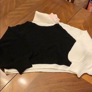 Misguided black/white crop sweater